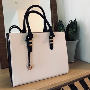 Black and white bag with shoulder strap